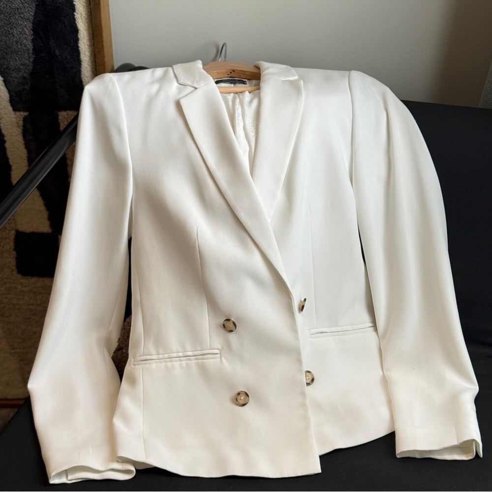 RW&CO Double-Breasted Blazer | Size S, White
